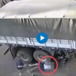 What If There Was No Helmet? Biker Survives Truck’s Wheel