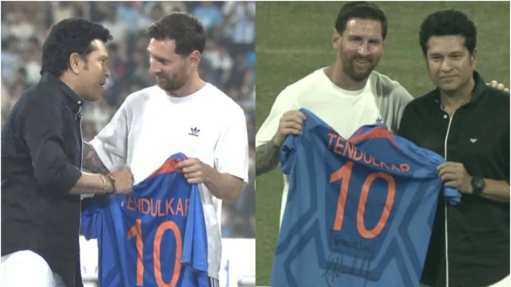 Sachin Tendulkar, Lionel Messi Create Historic Moment at Wankhede with No.10 Jersey Exchange