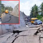 Watch: Retaining Wall Collapses on Kollam Highway in Kerala, Trapping School Bus and Several Vehicles