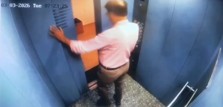Man Narrowly Escapes Death After Lift Moves With Door Open in Gujarat’s Valsad, CCTV Video Goes Viral